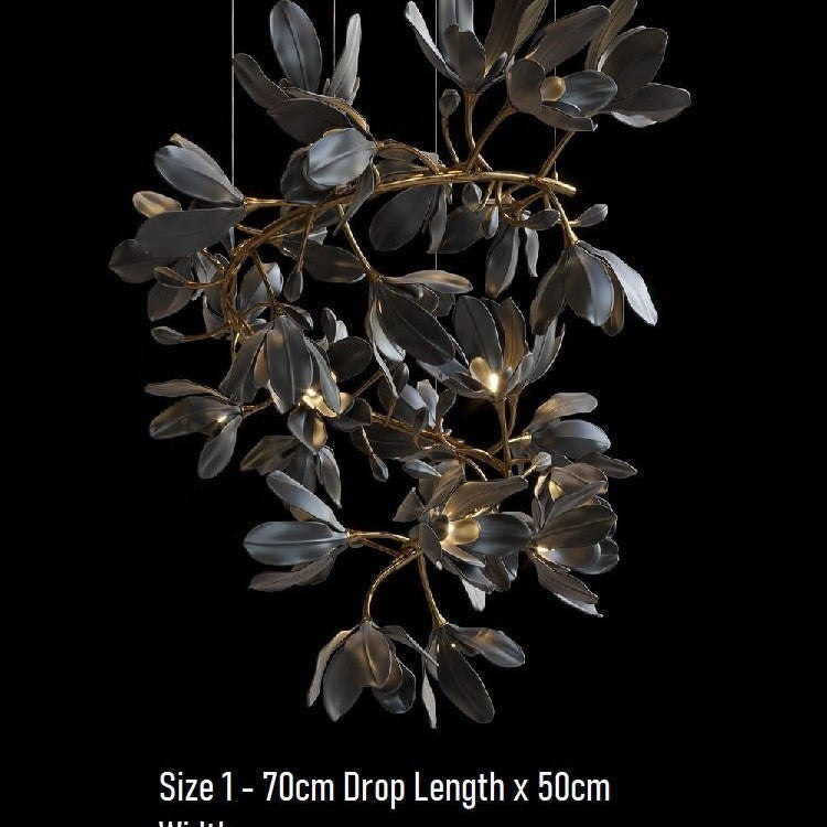 Octavia Black Branching Glass Flower Chandelier - 27.6 inches Drop Length x 19.7 inches WidthDeep Golden BrownBlushlighting