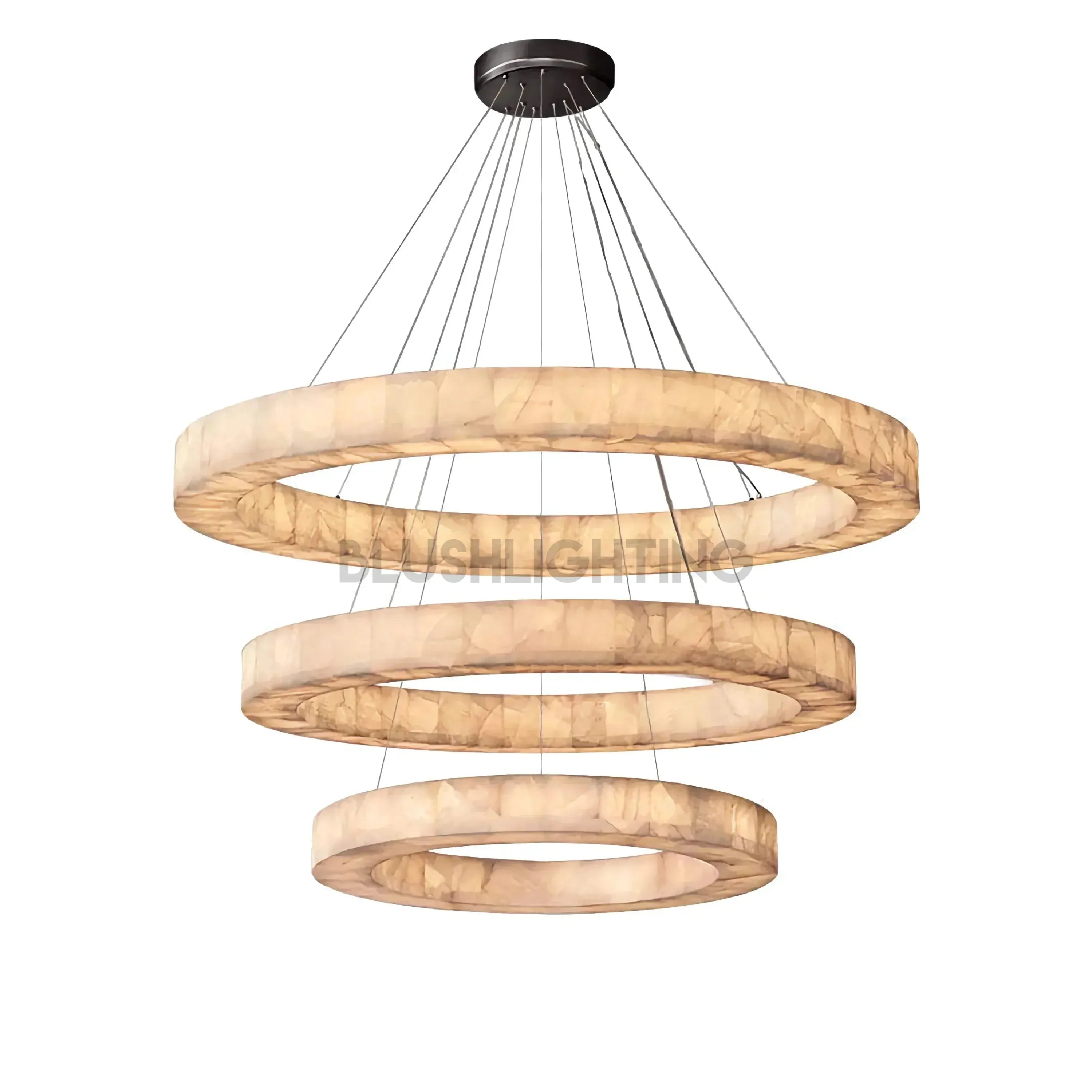 OLYRA 3 - TIER ROUND ALABASTER CHANDELIER 39" 47" 59"D - 100cm / 60cm | 39.4" / 23.6"BlackWarm whiteBlushlighting