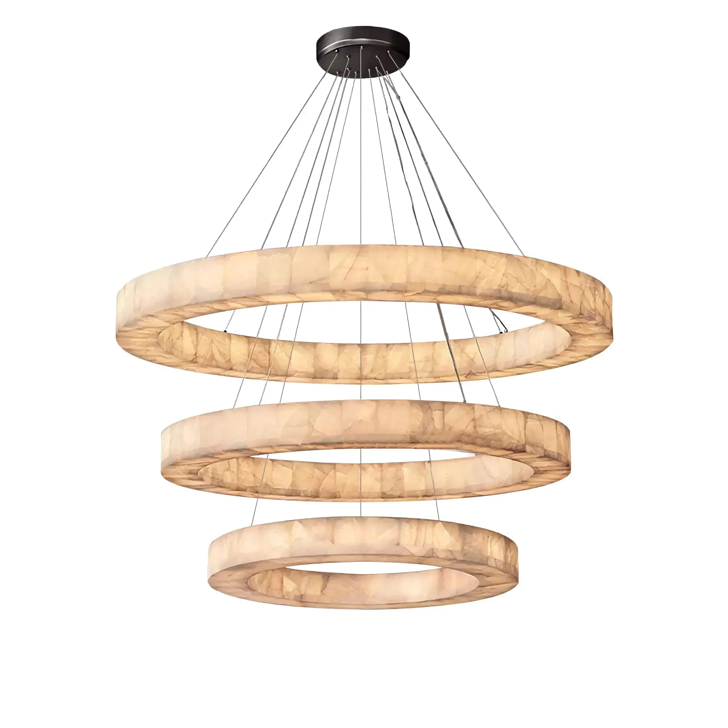 OLYRA 3 - TIER ROUND ALABASTER CHANDELIER 39" 47" 59"D - 100cm / 60cm | 39.4" / 23.6"BlackWarm whiteBlushlighting