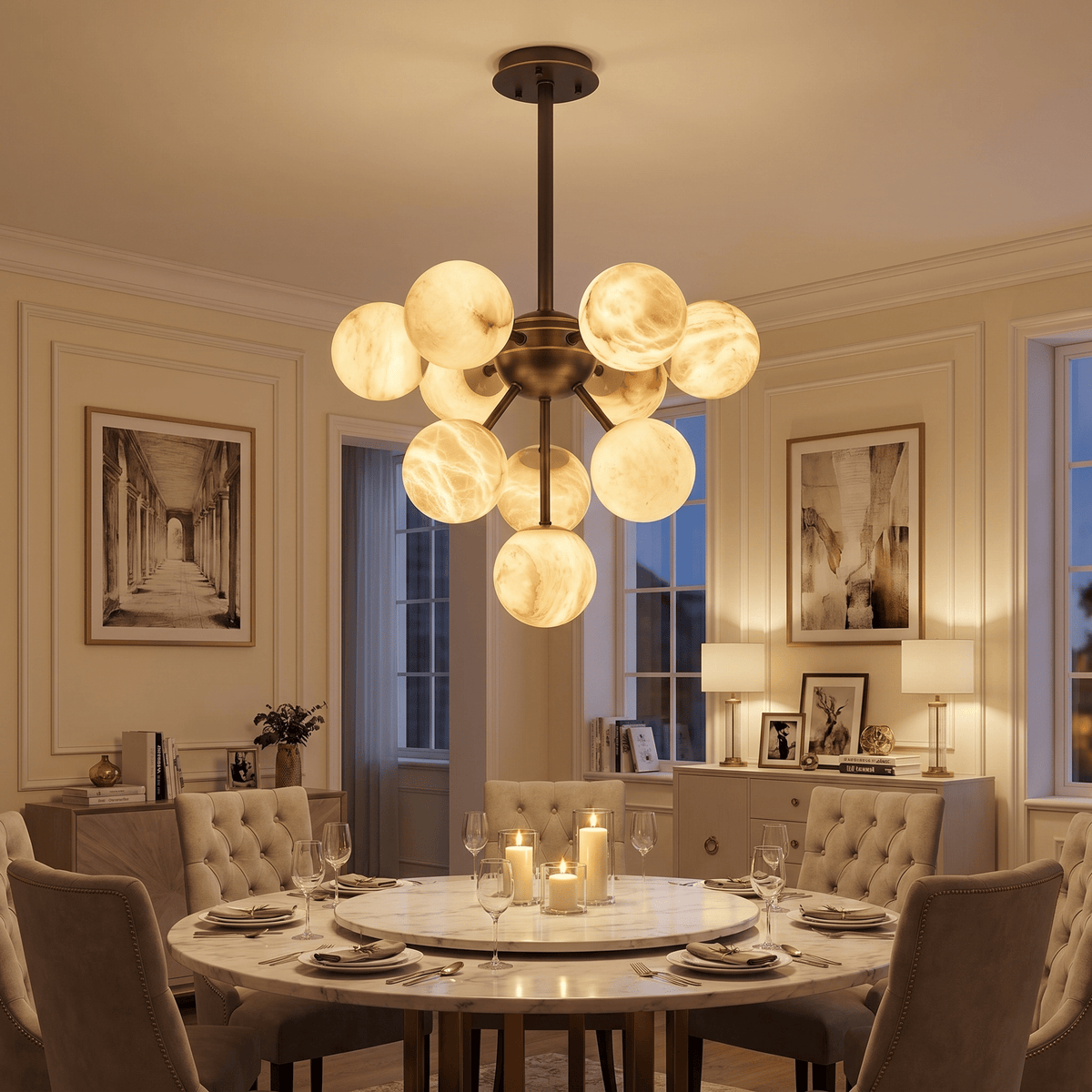 Orb Cluster Alabaster Pendant Light - Blushlighting