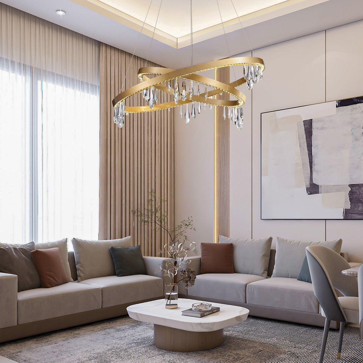 Orbit Crystal Ring Chandelier 31.5" - Ø31.5" × H12.6" (Ø80 × H32 cm)Blushlighting