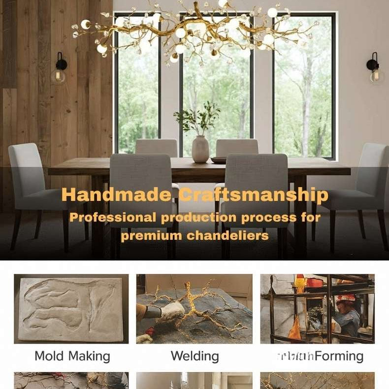 Orgi Statement Linear Branch Chandelier - Gold47.24"(120cm)Warm white 3000KBlushlighting