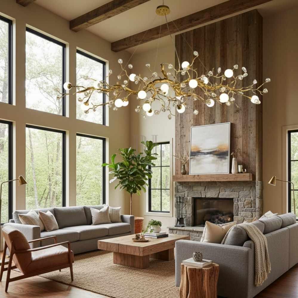 Orgi Statement Linear Branch Chandelier - Gold47.24"(120cm)Warm white 3000KBlushlighting