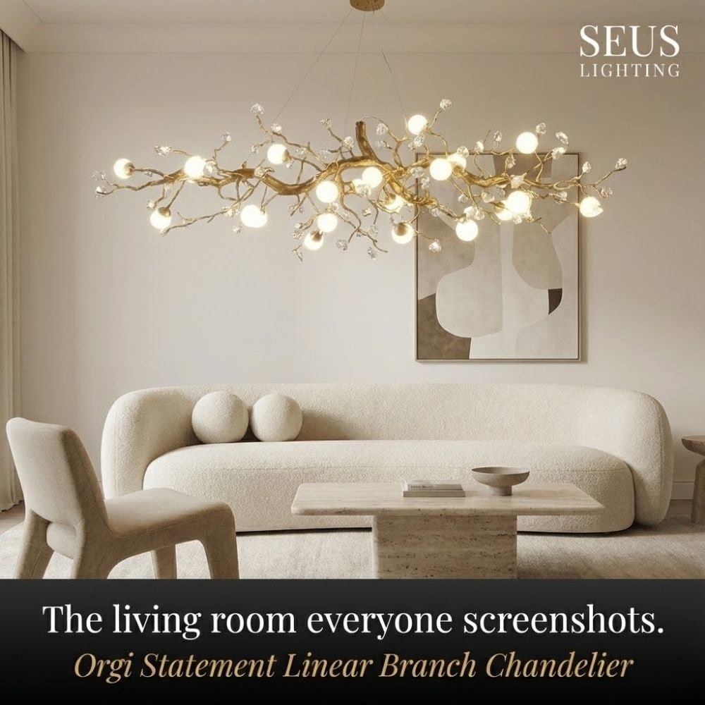 Orgi Statement Linear Branch Chandelier - Gold47.24"(120cm)Warm white 3000KBlushlighting