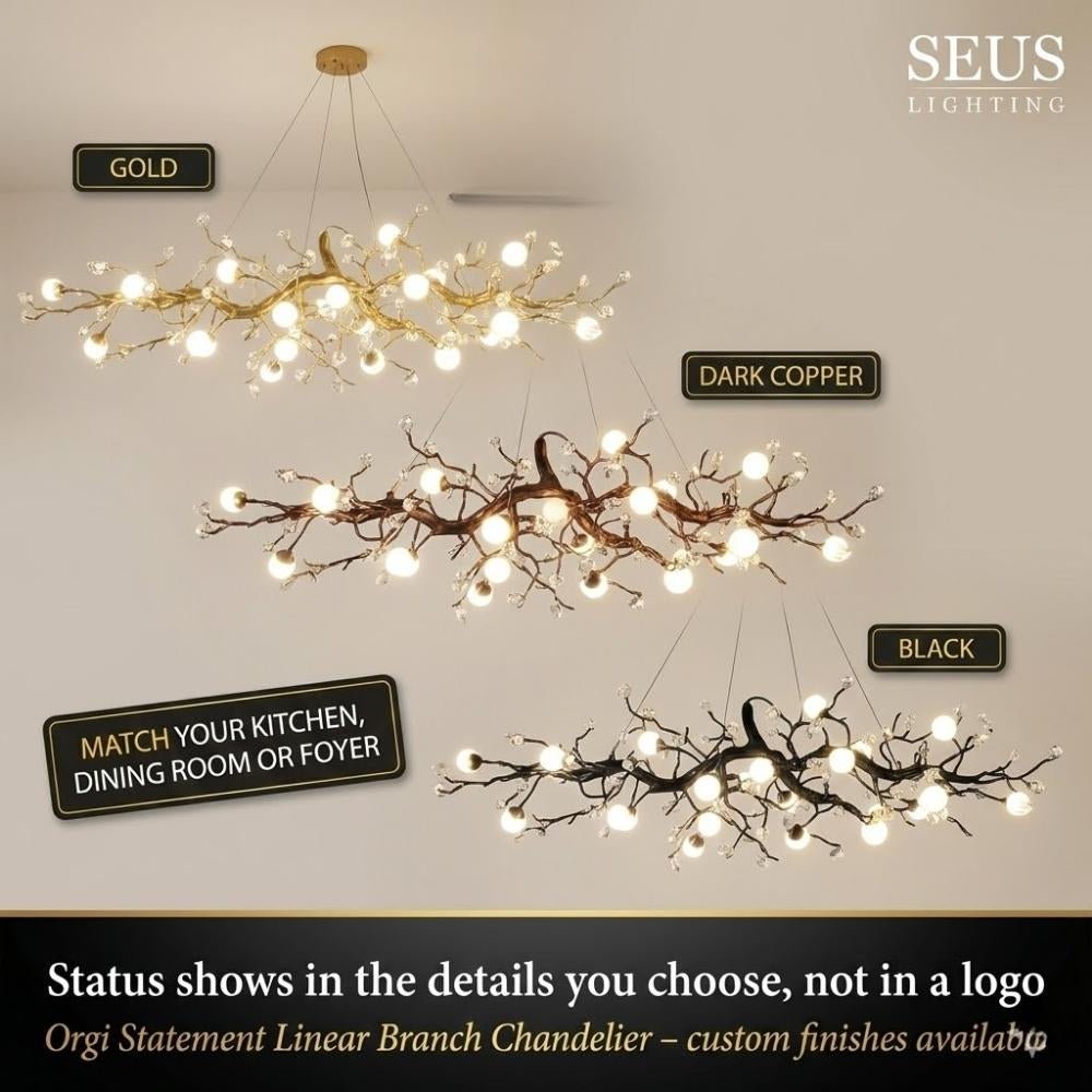 Orgi Statement Linear Branch Chandelier - Gold47.24"(120cm)Warm white 3000KBlushlighting
