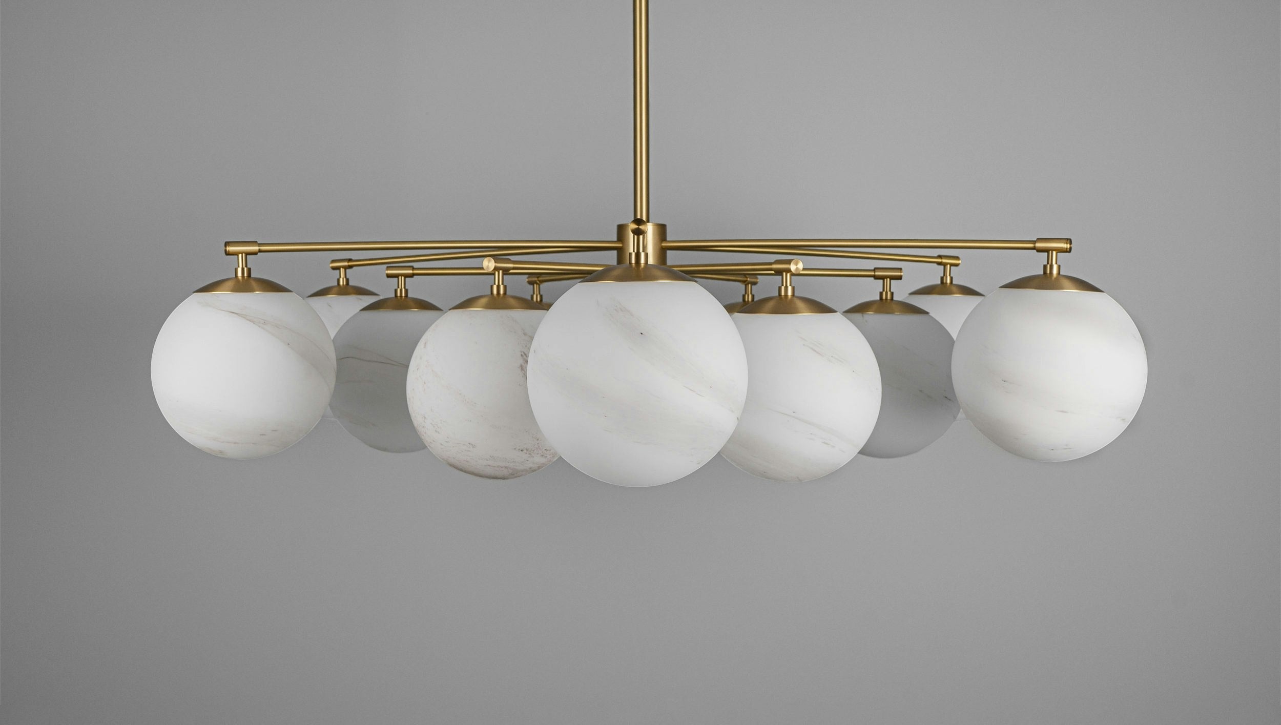 Orion Oval Flush Mount Base Chandelier Ø47.8″ - Lacquered burnished brassSoda Lime Marble Matte GlassBlushlighting