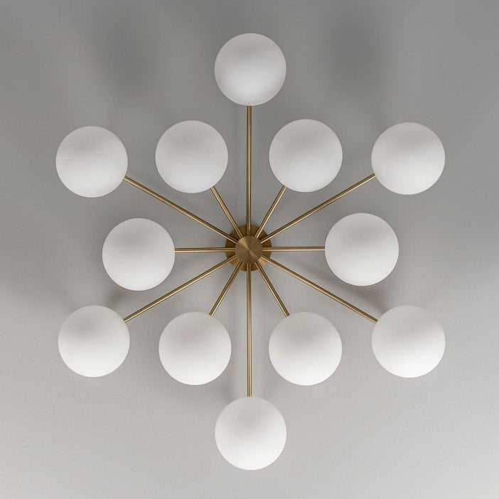 Orion Oval Flush Mount Base Chandelier Ø47.8″ - Black gunmetalBorosilicate Transparent Ribbon GlassBlushlighting