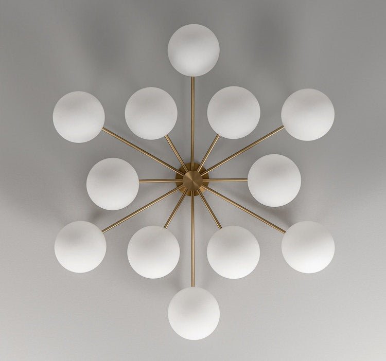 Orion Oval Flush Mount Base Chandelier Ø47.8″ - Black gunmetalBorosilicate Transparent Ribbon GlassBlushlighting