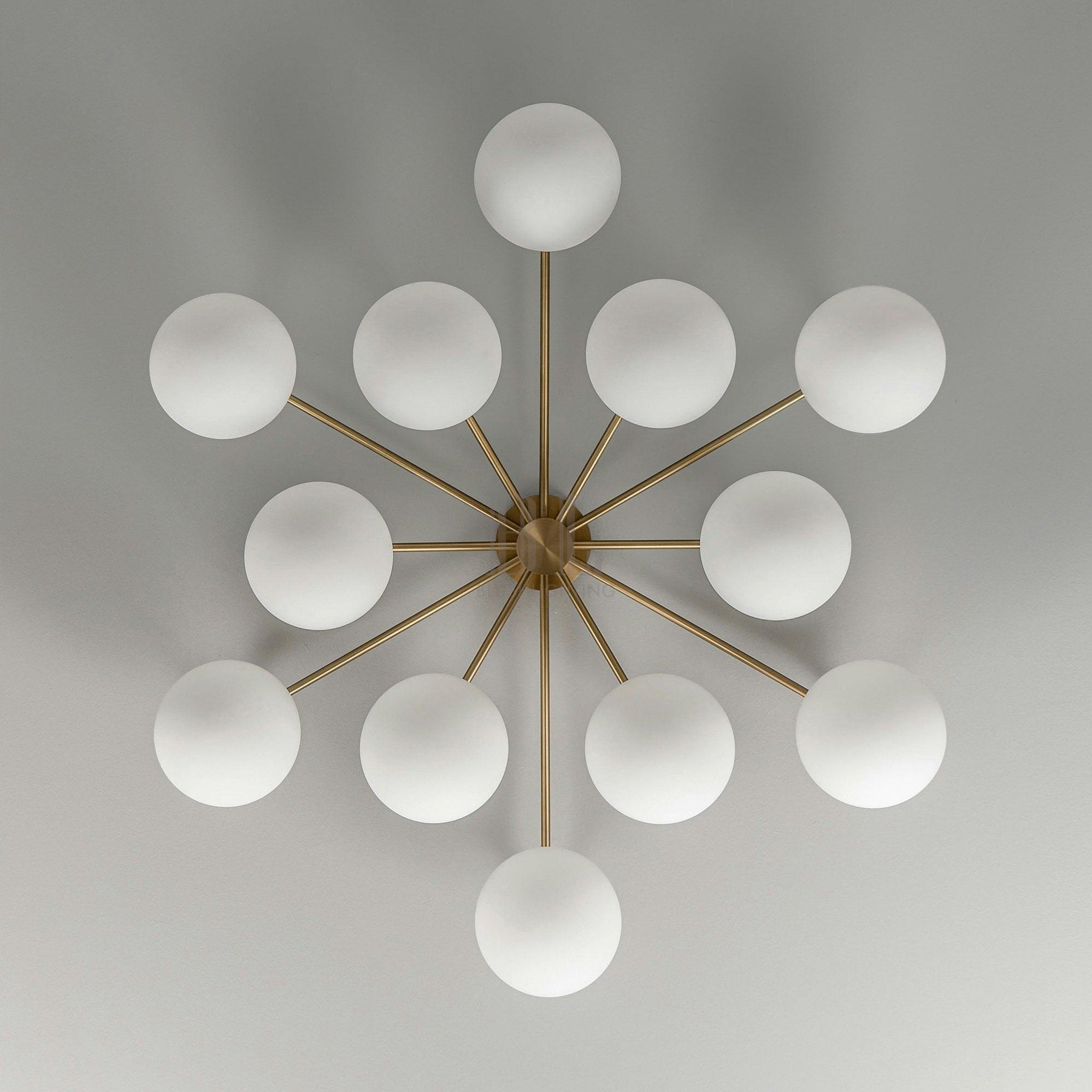 Orion Oval Flush Mount Base Chandelier Ø47.8″ - Lacquered burnished brassSoda Lime Triplex Opal Matte GlassBlushlighting