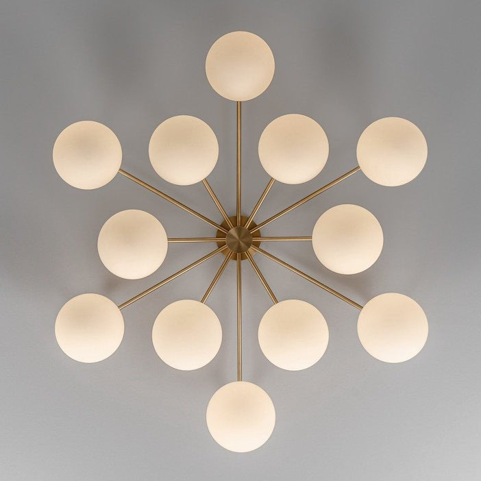 Orion Oval Flush Mount Base Chandelier Ø47.8″ - Lacquered burnished brassSoda Lime Triplex Opal Matte GlassBlushlighting