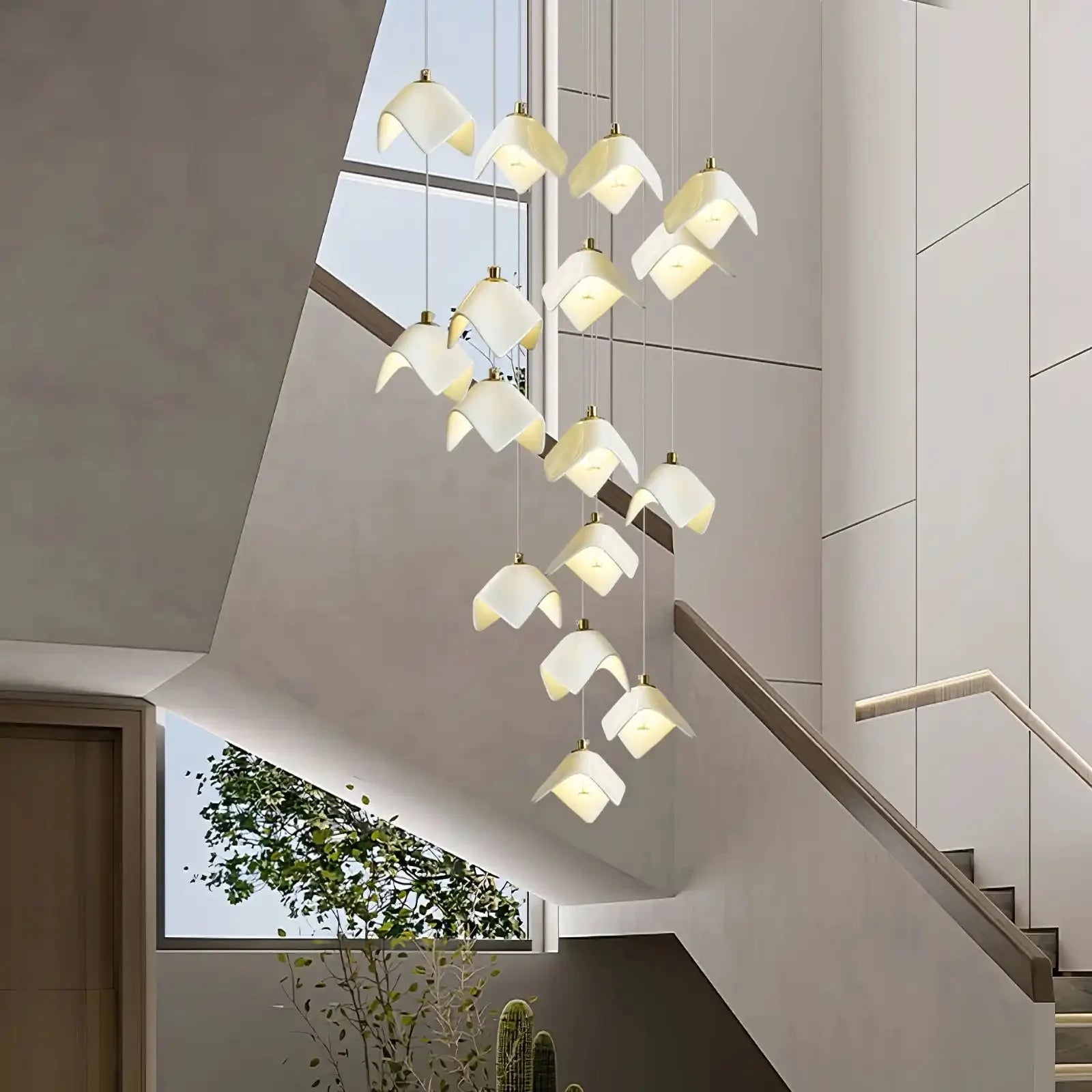 Orlani Bloom Cascade Stairs Chandelier - 7 - light A Size: ∅ 11.8″ x H 59.1″Blushlighting