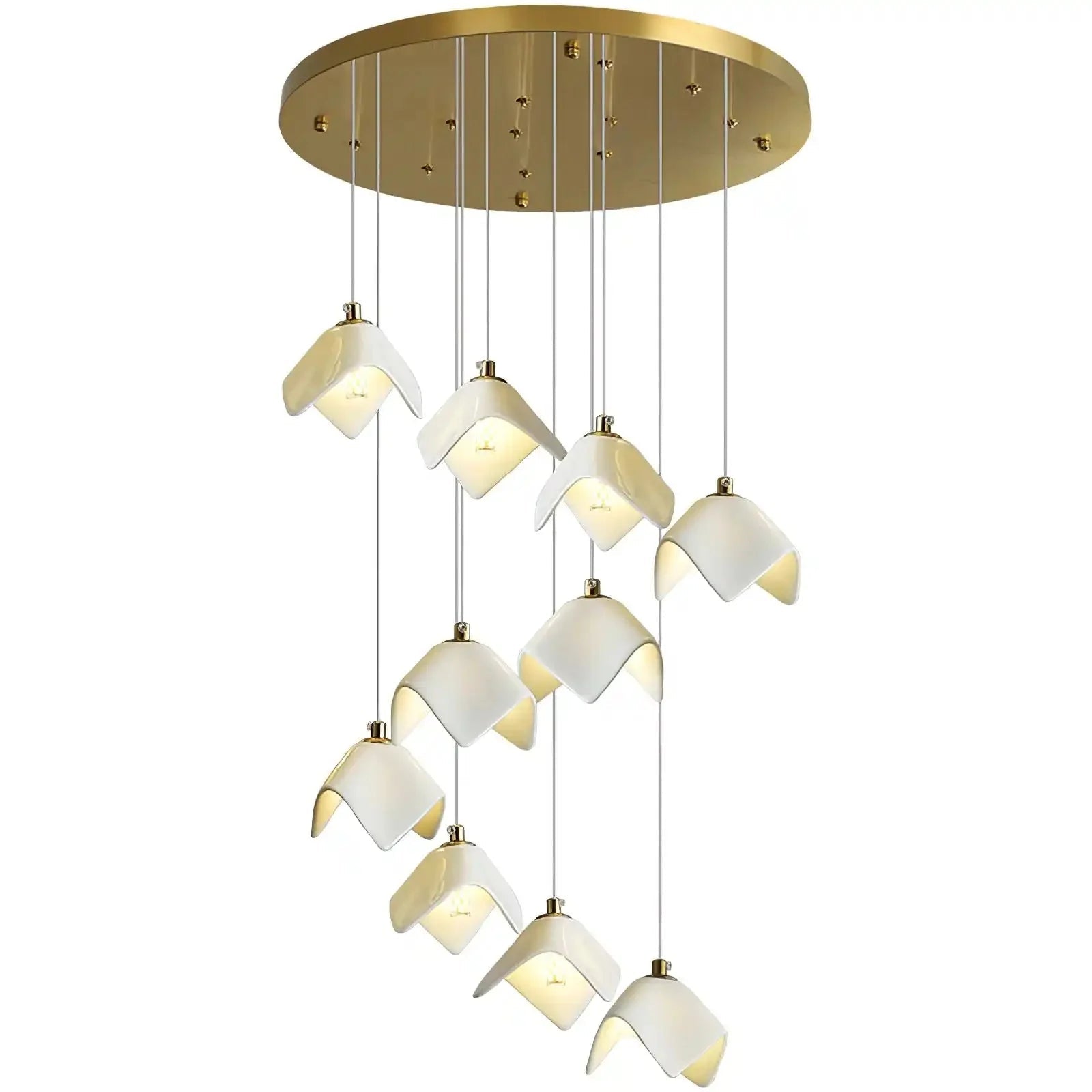 Orlani Bloom Cascade Stairs Chandelier - 64-lights B Size: ∅ 39.4″ x H 157.4″Blushlighting