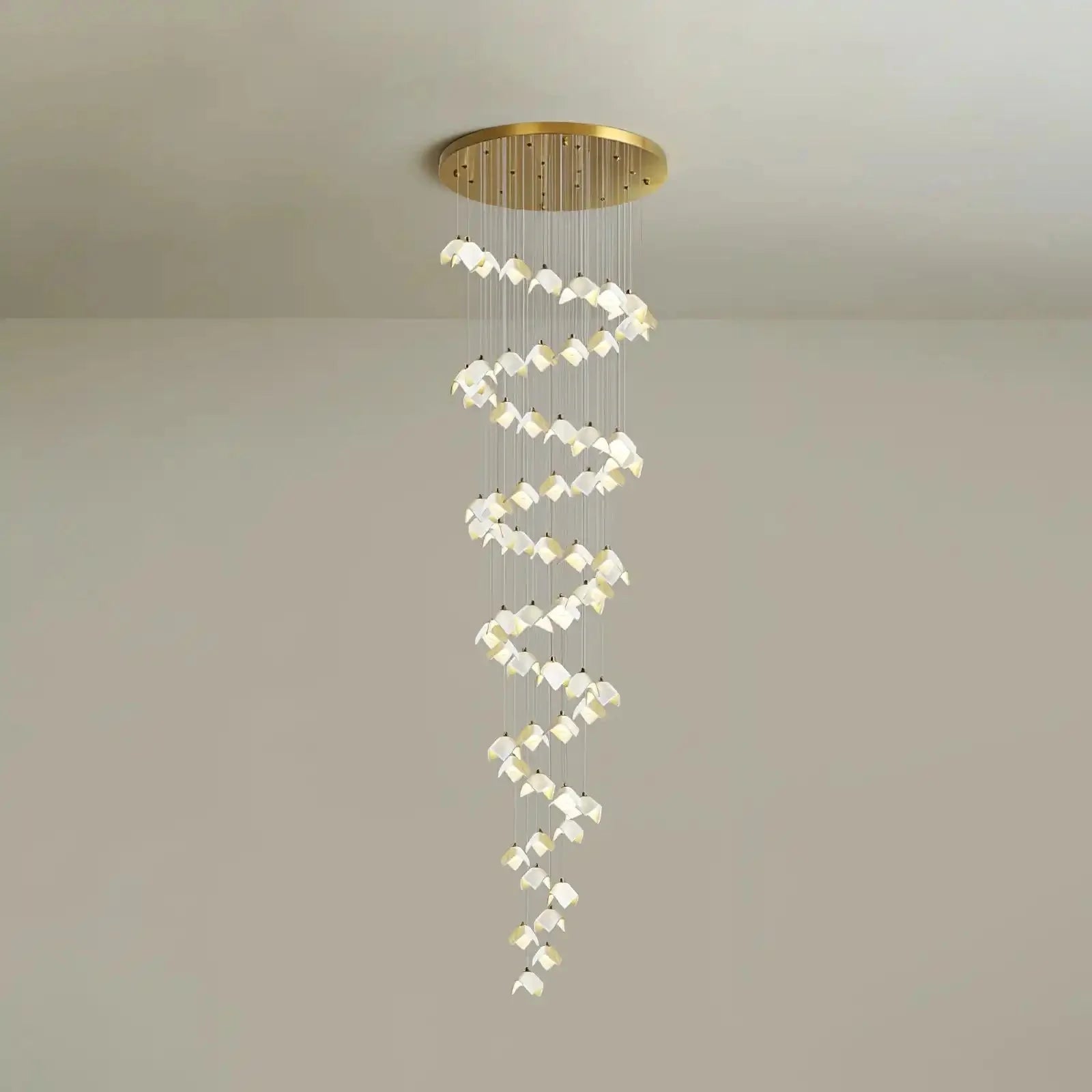 Orlani Bloom Cascade Stairs Chandelier - 64 - lights B Size: ∅ 39.4″ x H 157.4″Blushlighting