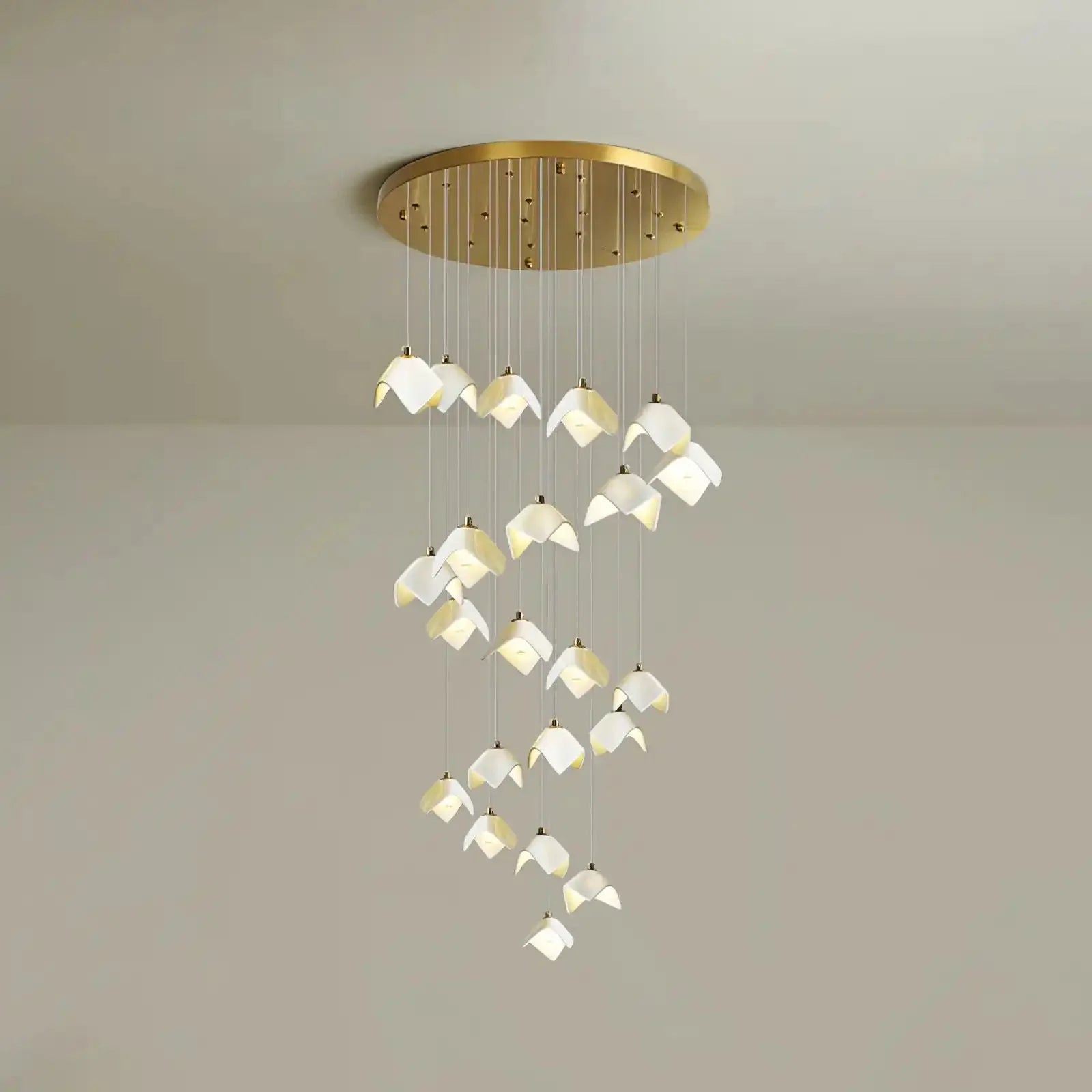 Orlani Bloom Cascade Stairs Chandelier - 64 - lights B Size: ∅ 39.4″ x H 157.4″Blushlighting