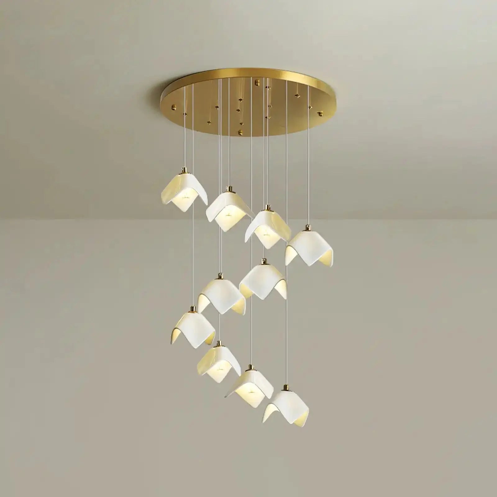 Orlani Bloom Cascade Stairs Chandelier - 10 - light B Size: ∅ 15.7″ x H 59.1″Blushlighting