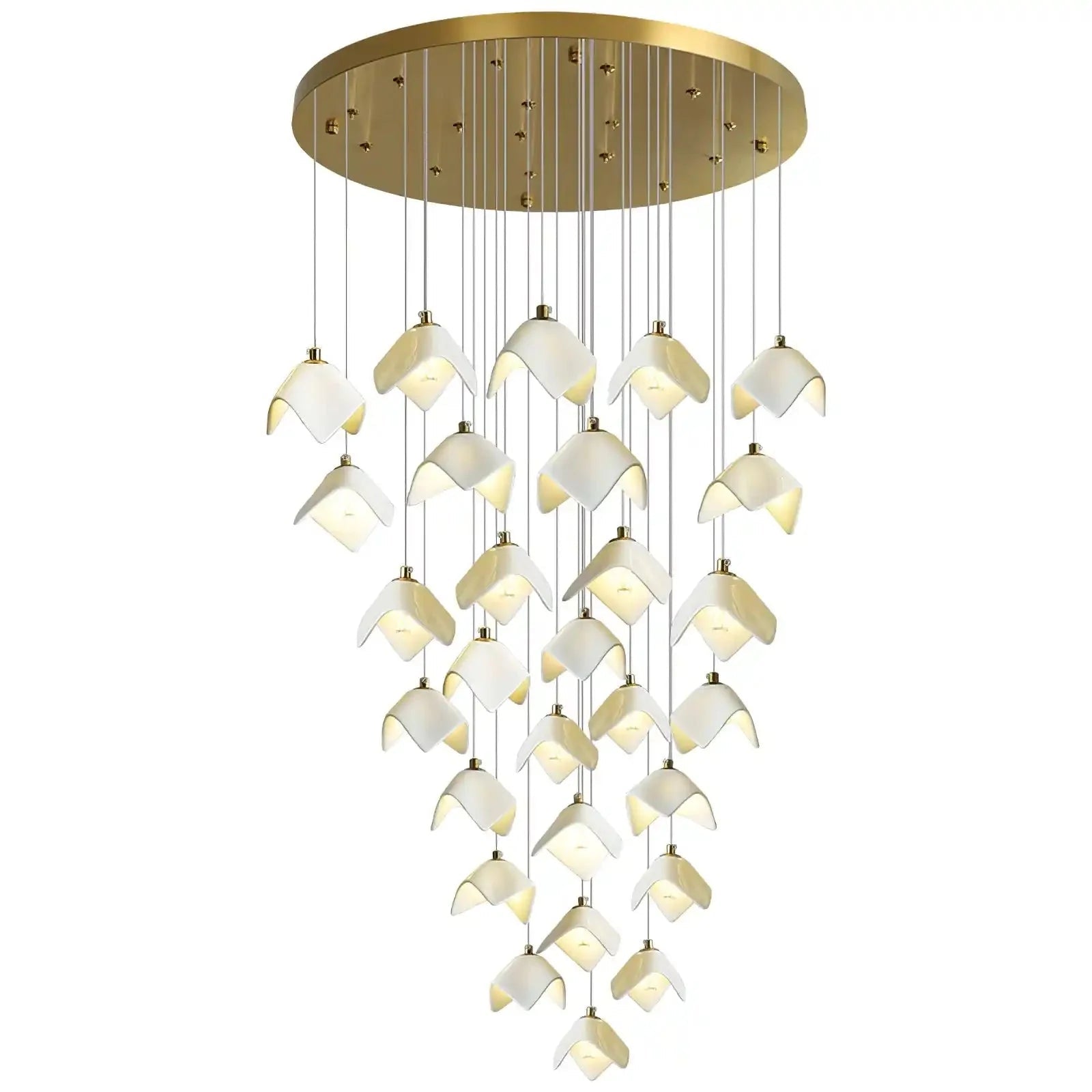 Orlani Bloom Cascade Stairs Chandelier - 64-lights B Size: ∅ 39.4″ x H 157.4″Blushlighting