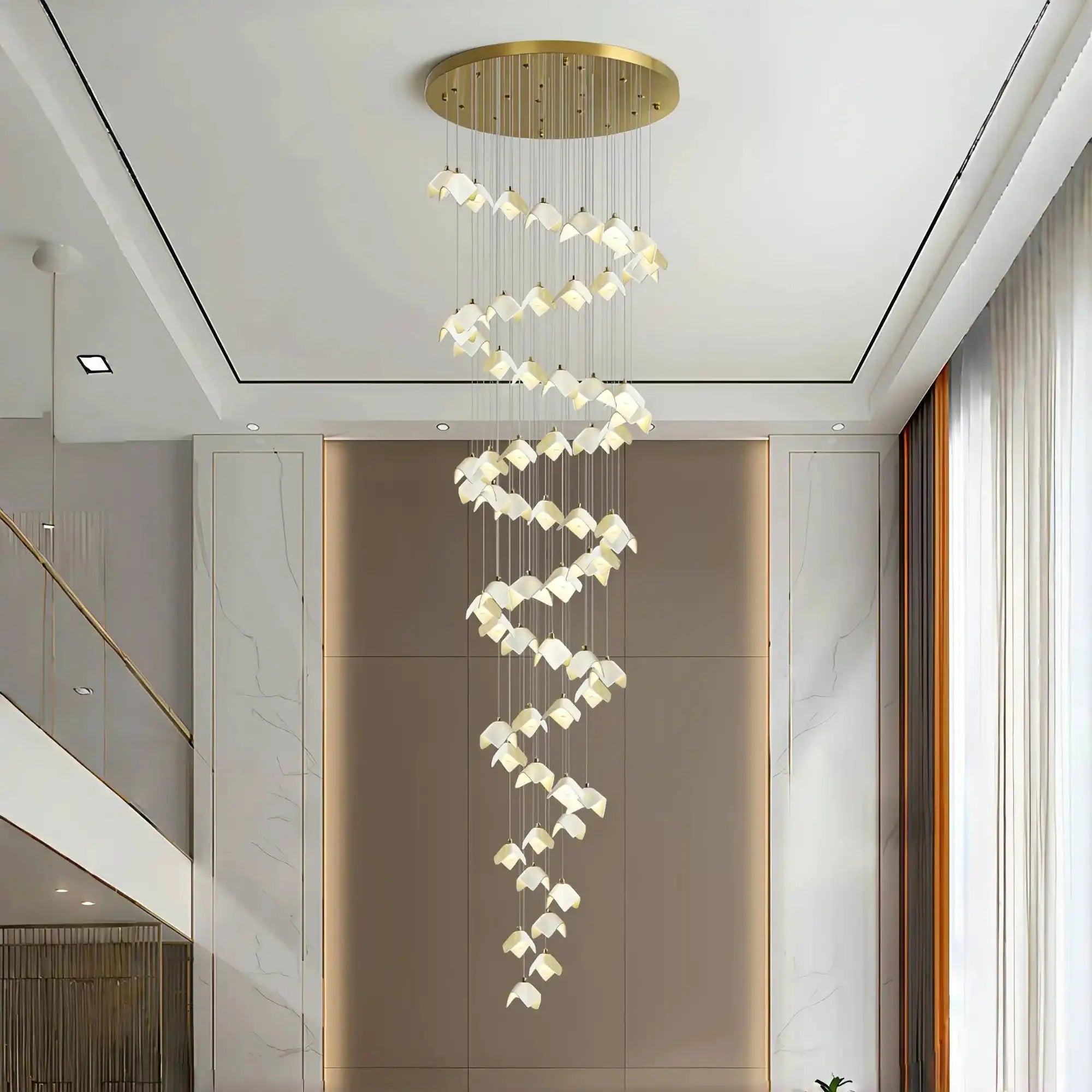 Orlani Bloom Cascade Stairs Chandelier - 7 - light A Size: ∅ 11.8″ x H 59.1″Blushlighting