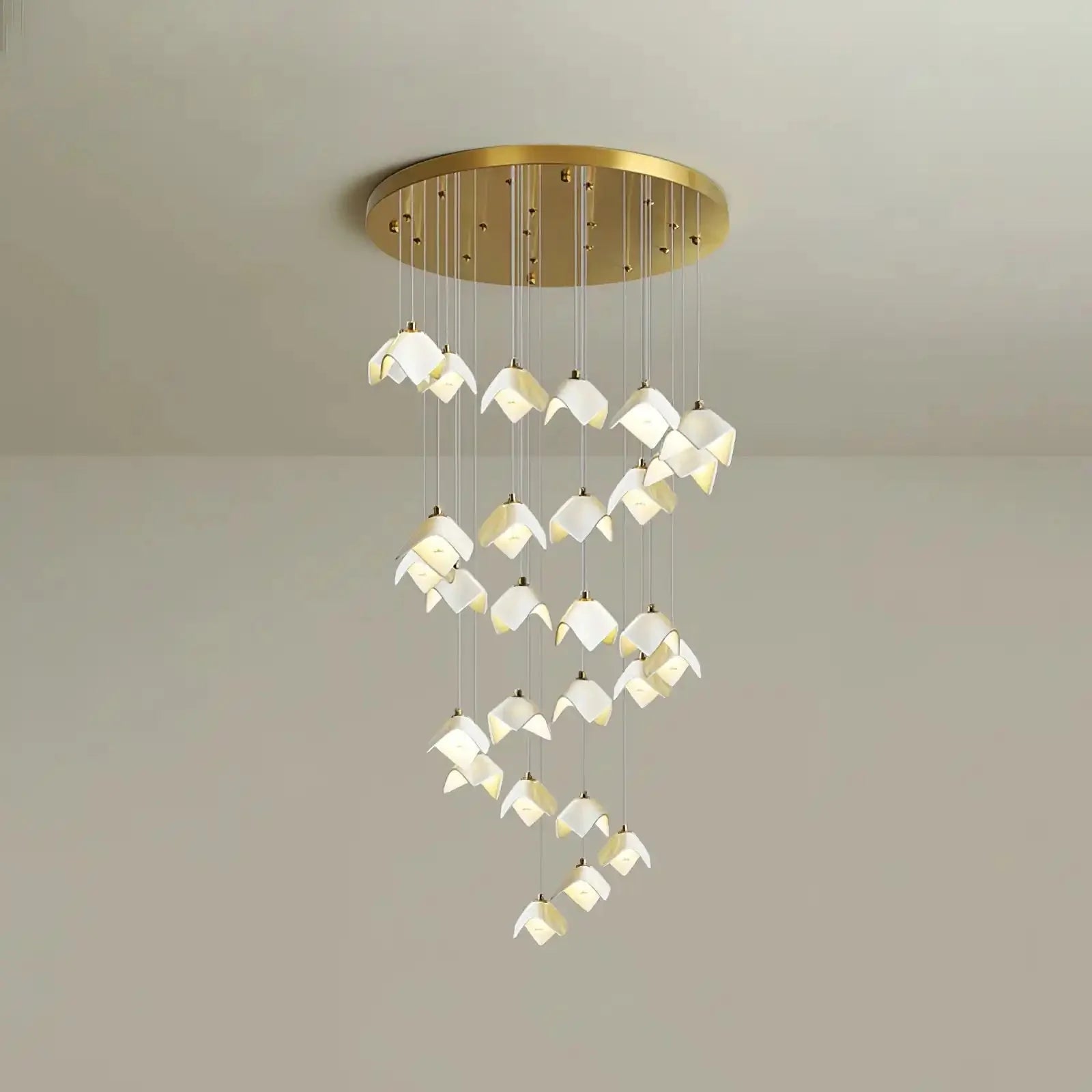 Orlani Bloom Cascade Stairs Chandelier - 28 - lights B Size: ∅ 27.6″ x H 118.1″Blushlighting