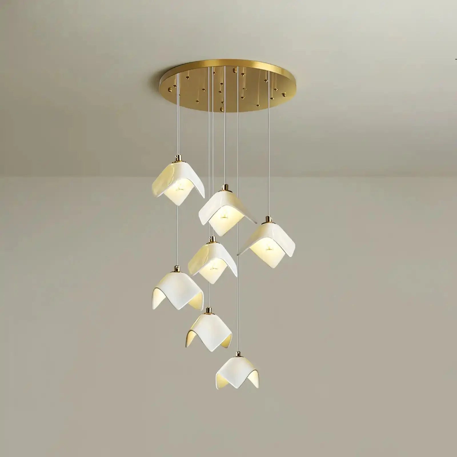 Orlani Bloom Cascade Stairs Chandelier - 7 - light B Size: ∅ 11.8″ x H 59.1″Blushlighting