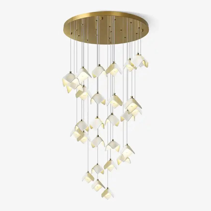 Orlani Bloom Cascade Stairs Chandelier - 64 - lights B Size: ∅ 39.4″ x H 157.4″Blushlighting