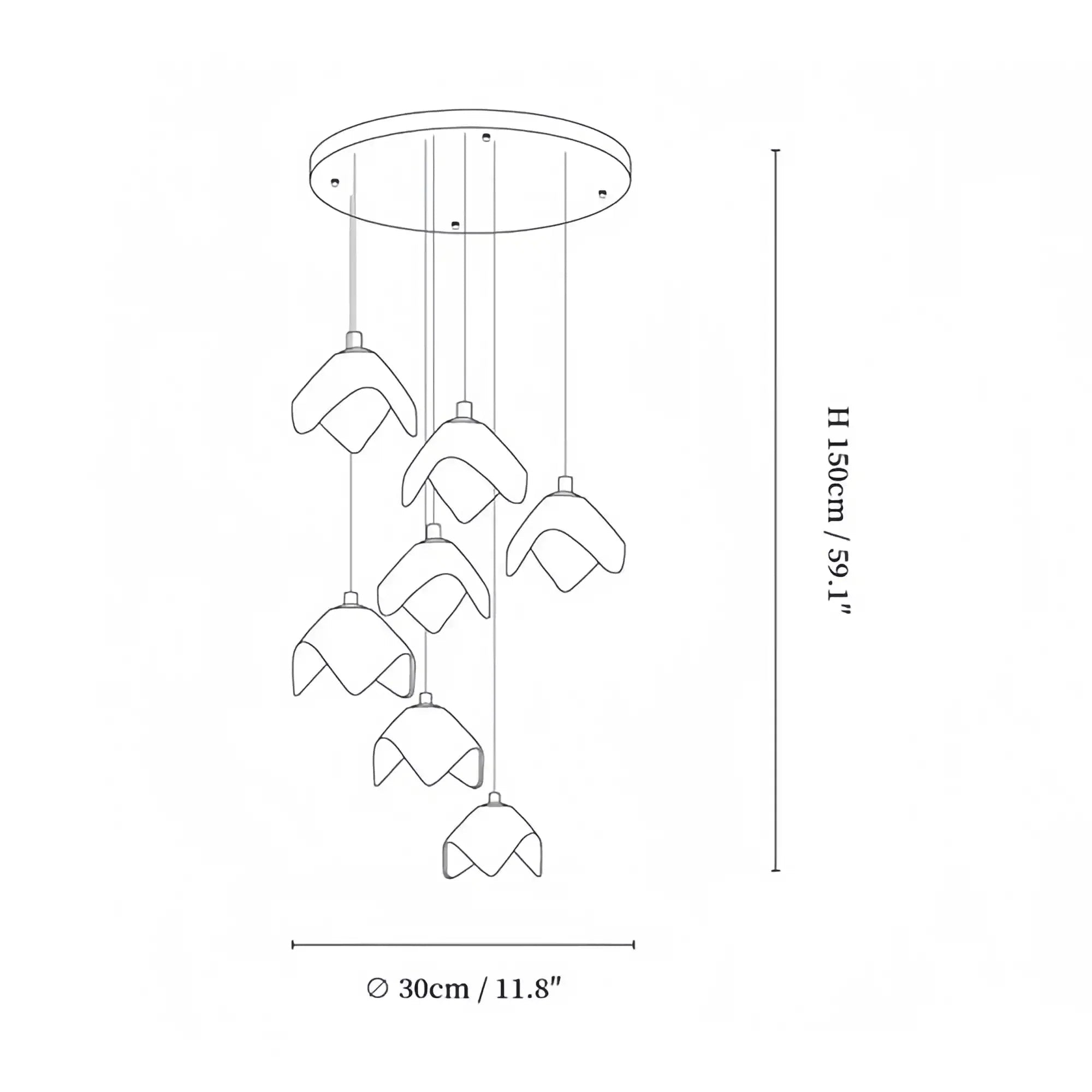 Orlani Bloom Cascade Stairs Chandelier - 64 - lights B Size: ∅ 39.4″ x H 157.4″Blushlighting