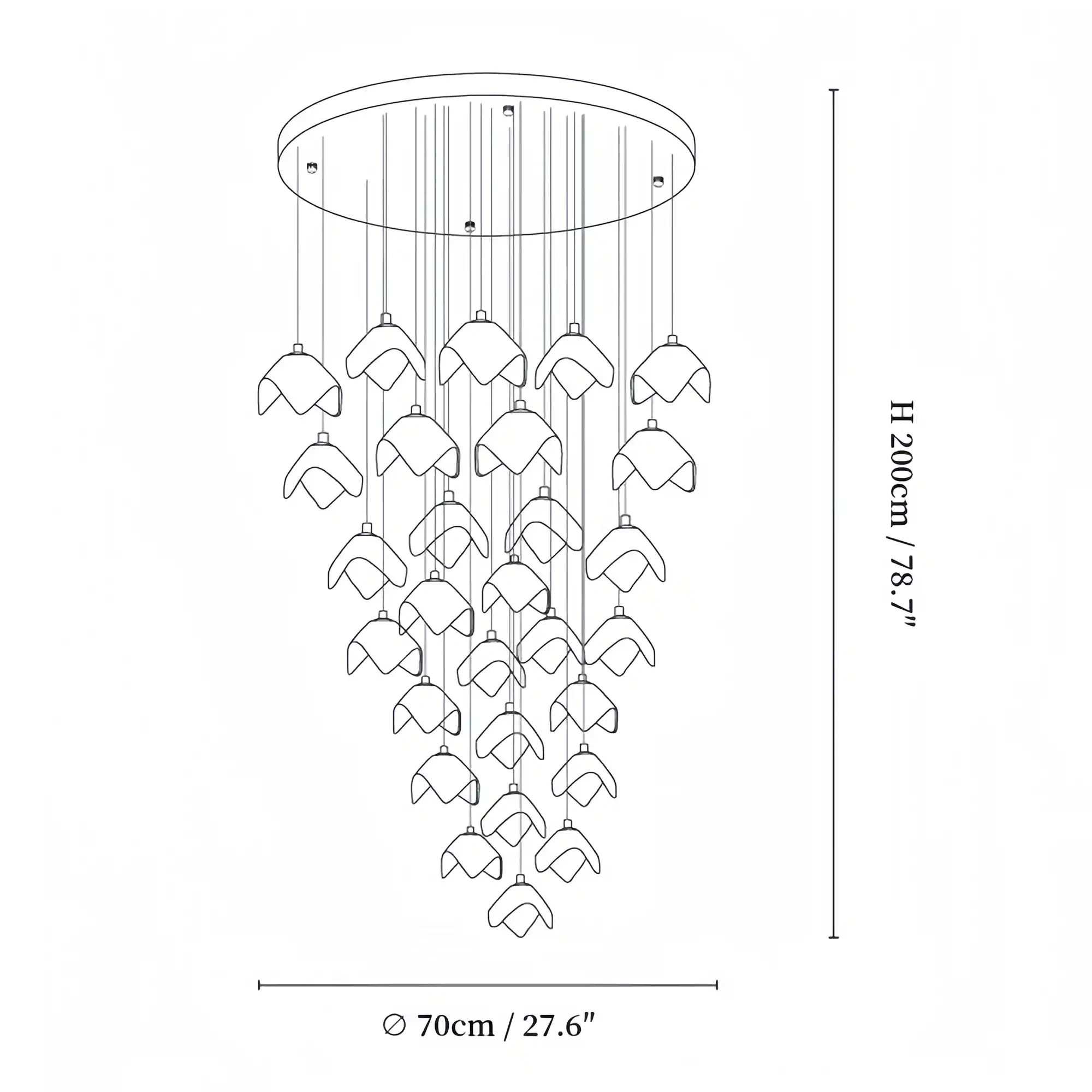 Orlani Bloom Cascade Stairs Chandelier - Blushlighting