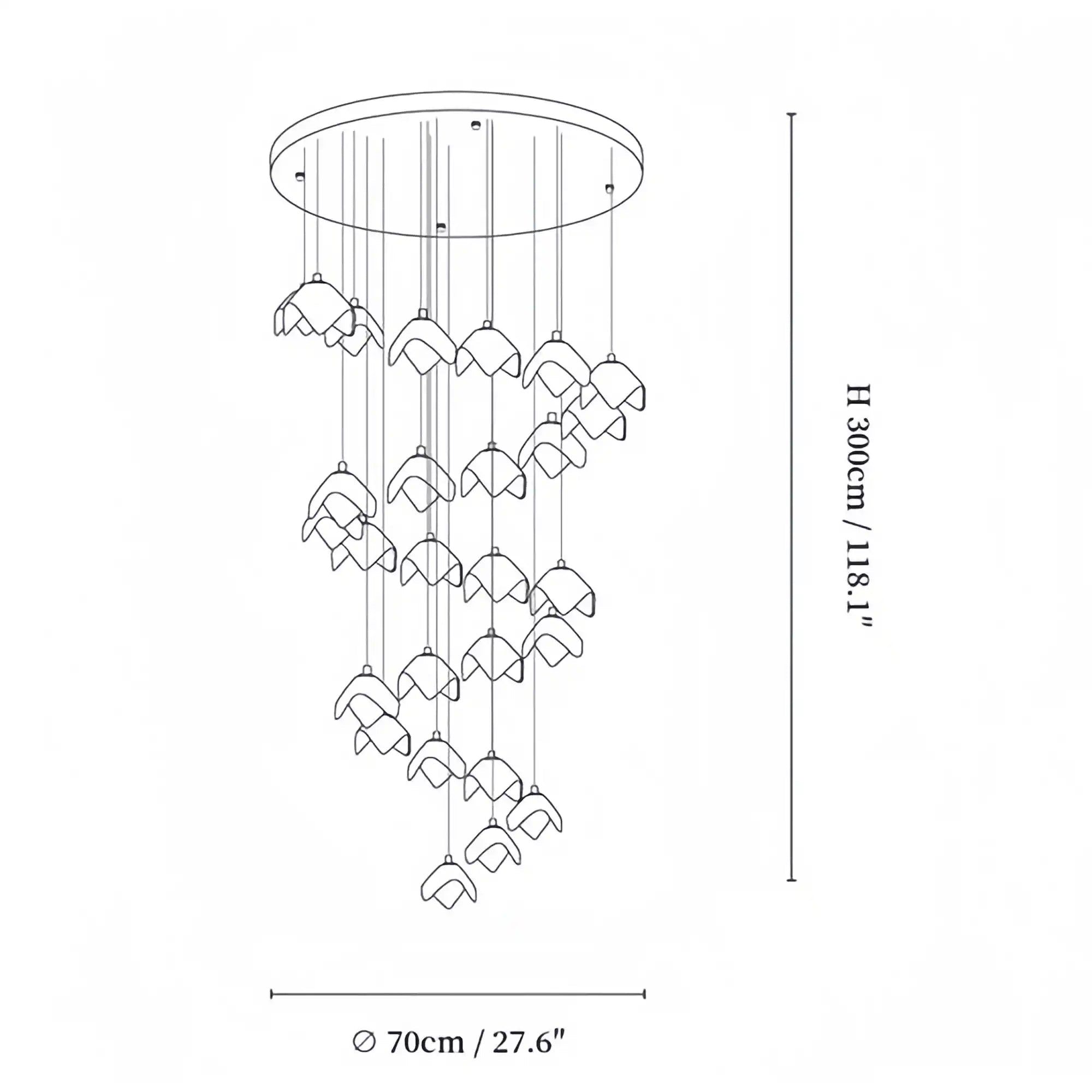 Orlani Bloom Cascade Stairs Chandelier - Blushlighting