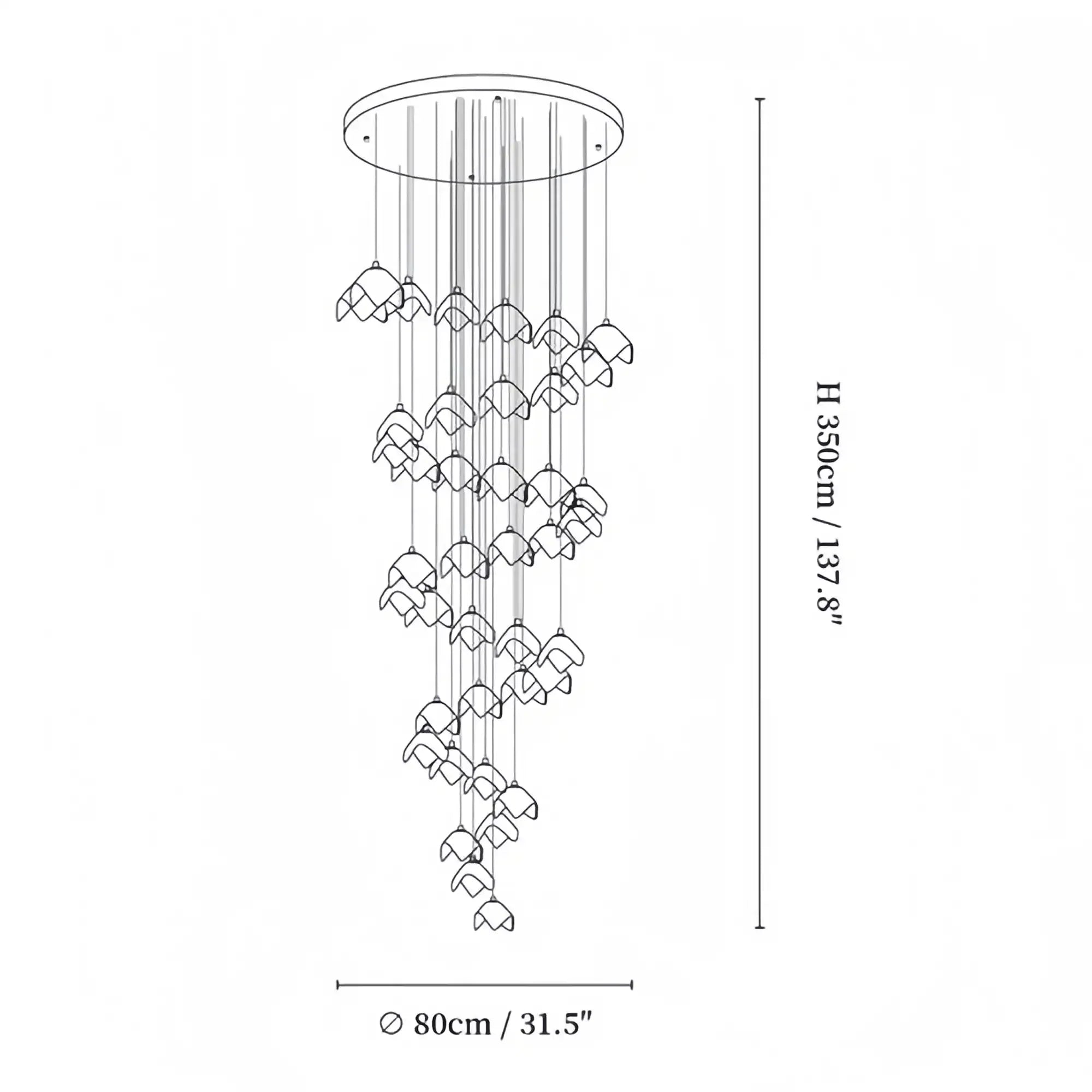 Orlani Bloom Cascade Stairs Chandelier - Blushlighting