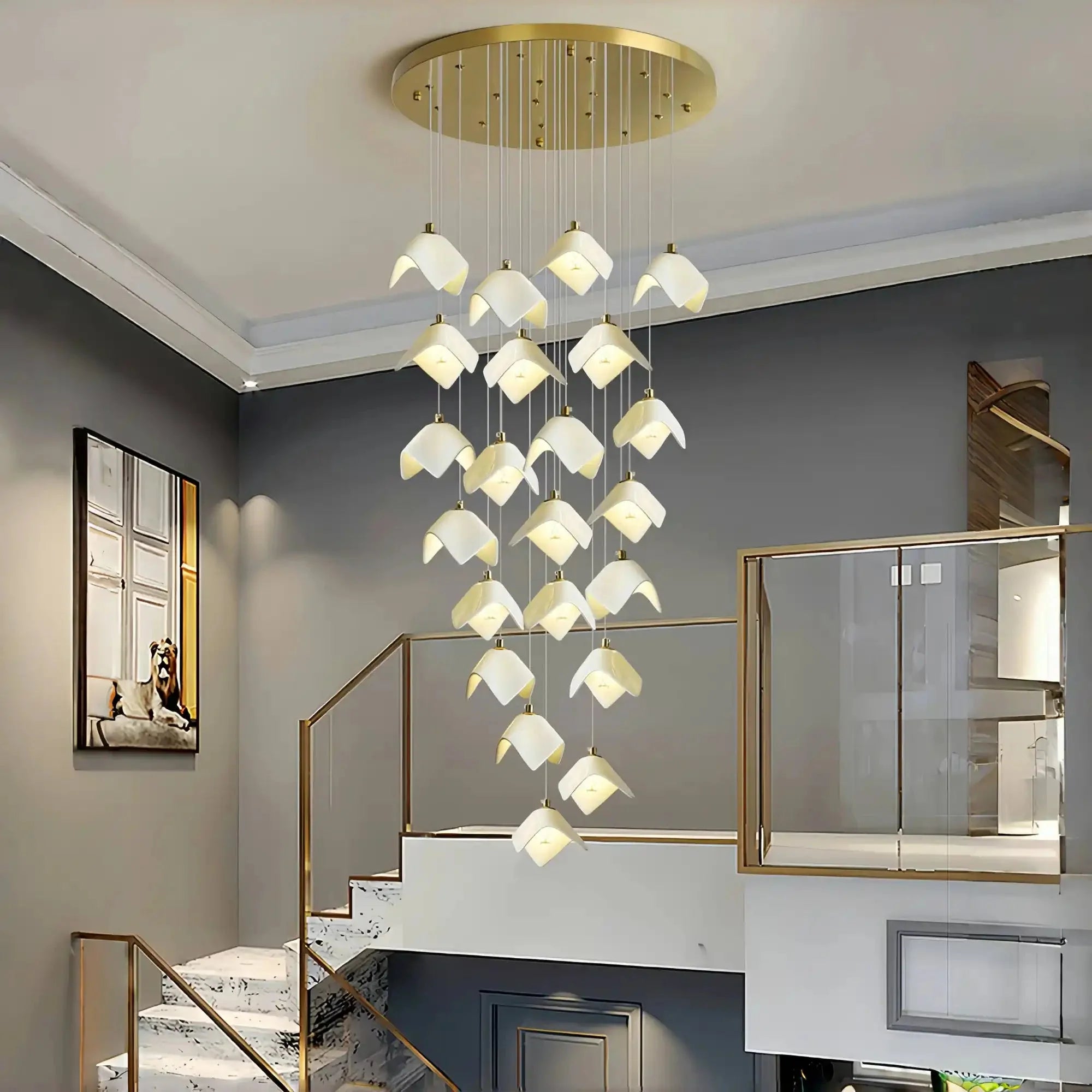 Orlani Bloom Cascade Stairs Chandelier - Blushlighting