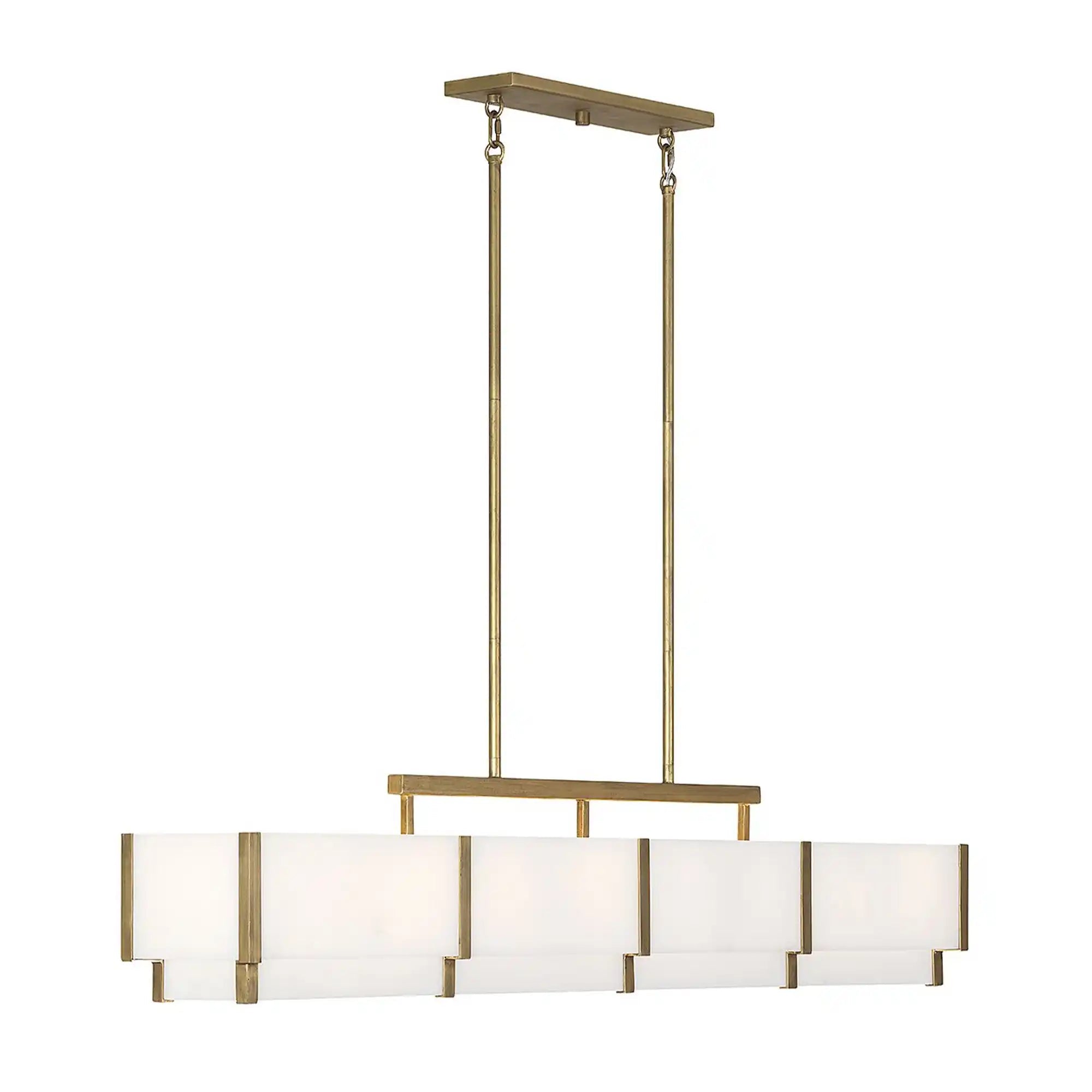 Orleans Linear Alabaster Linear Chandelier - Distressed Gold58.3”Blushlighting