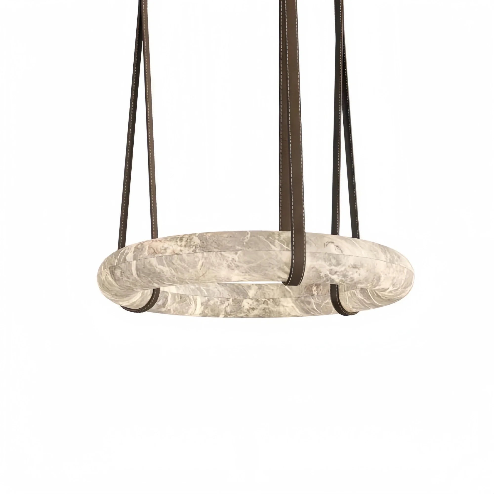 Oslo L1P Pendant Alabaster Chandelier, Halo Ring Chandelier With canopy Over Dining Table-Chandelier-19.7" D Single Ring-Blushlighting