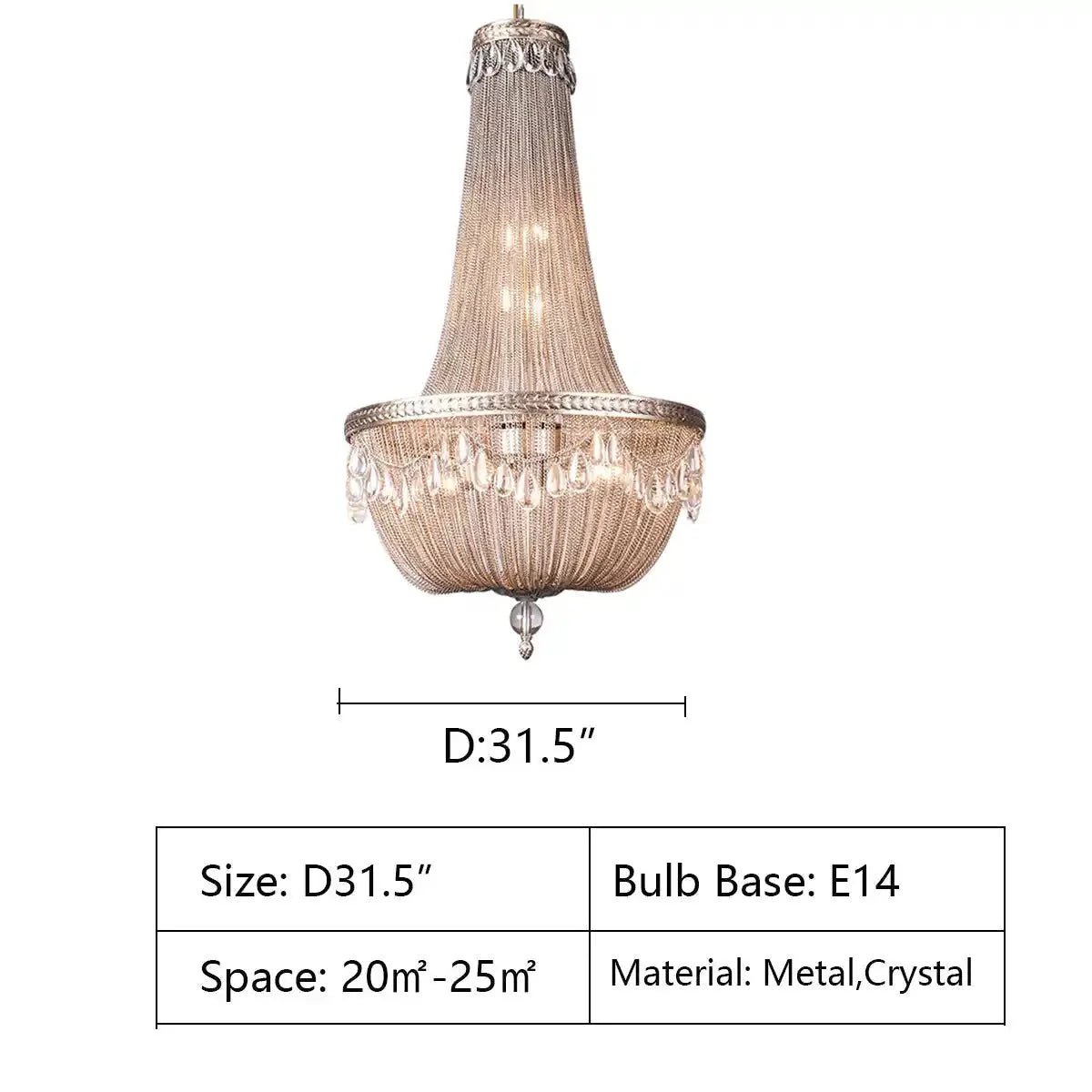 Oversize Modern Metal Art Luxury Crystal Chandelier for Duplex Hall/Staircase/Villa/Foyer - D59.1"ChromeBlushlighting