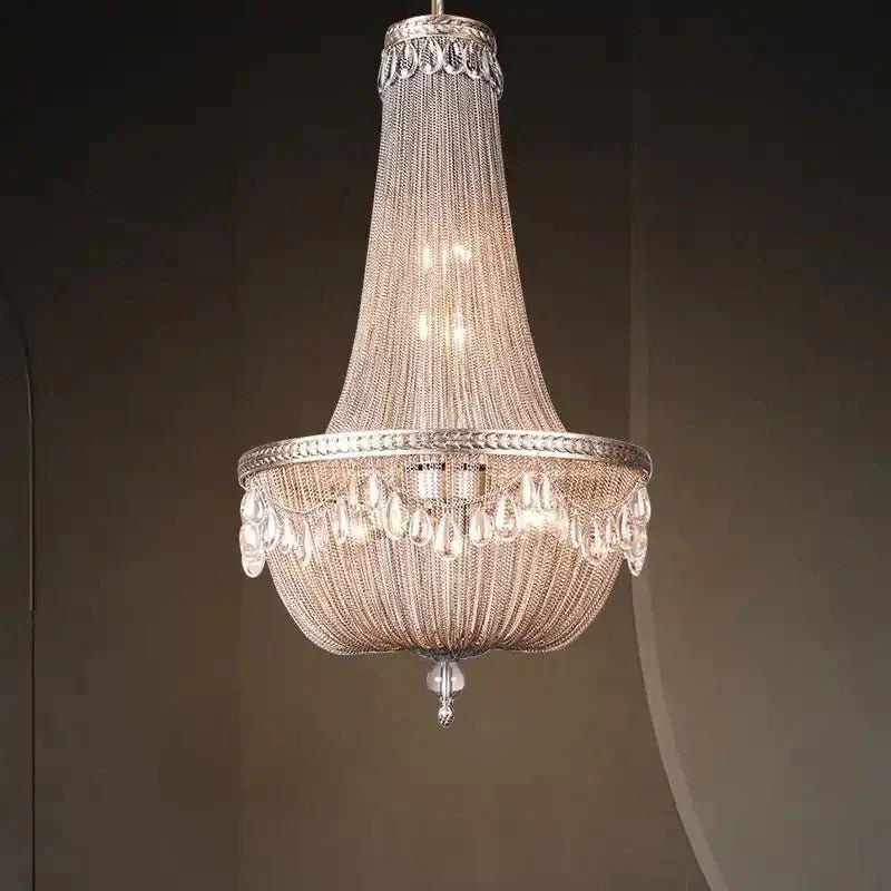 Oversize Modern Metal Art Luxury Crystal Chandelier for Duplex Hall/Staircase/Villa/Foyer - D31.5"ChromeBlushlighting