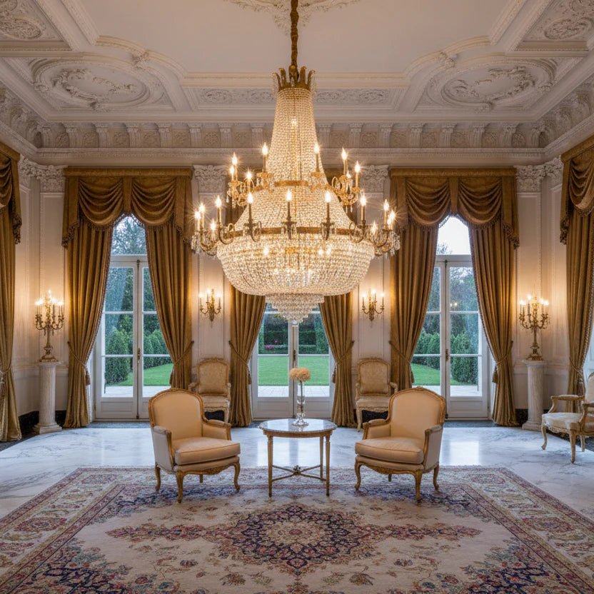 Oversized Luxury Double - layers Golden French Style Crystal Chandelier for Living/Dinning Room/Foyer/Hallway/Staircase - D: 70.9"*H: 86.6"Warm LightBlushlighting