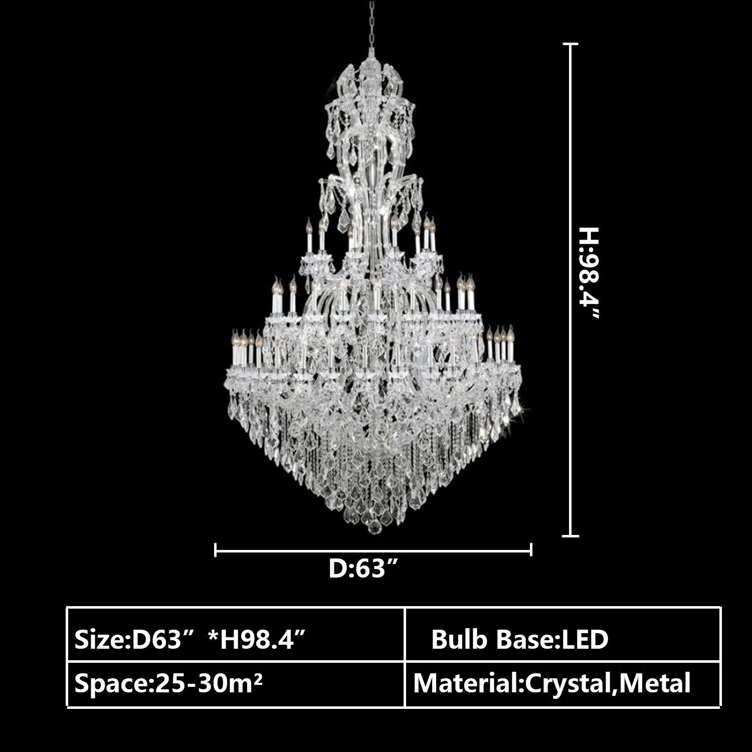 Oversized Luxury Traditional Gold/Chrome Candle Branch Crystal Chandelier for 2 - story/Duplex Buildings - D59.1"*H92.3"ChromeWarm LightBlushlighting