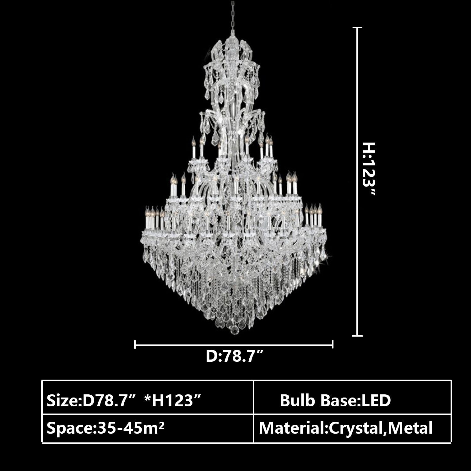 Oversized Luxury Traditional Gold/Chrome Candle Branch Crystal Chandelier for 2 - story/Duplex Buildings - D59.1"*H92.3"ChromeWarm LightBlushlighting