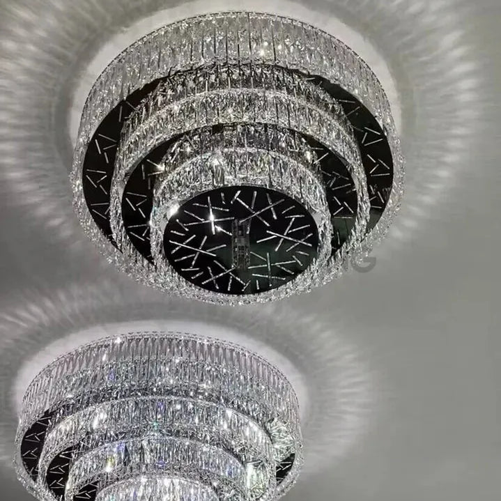 Oversized Modern Creative Flush Mount Round Multi-layers Crystal Pendant Chandelier for Living/Dining Room/Hallway-Blushlighting-Blushlighting