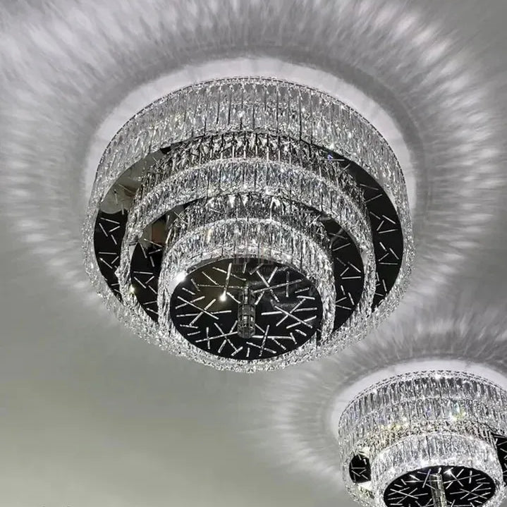Oversized Modern Creative Flush Mount Round Multi-layers Crystal Pendant Chandelier for Living/Dining Room/Hallway-Blushlighting-Blushlighting