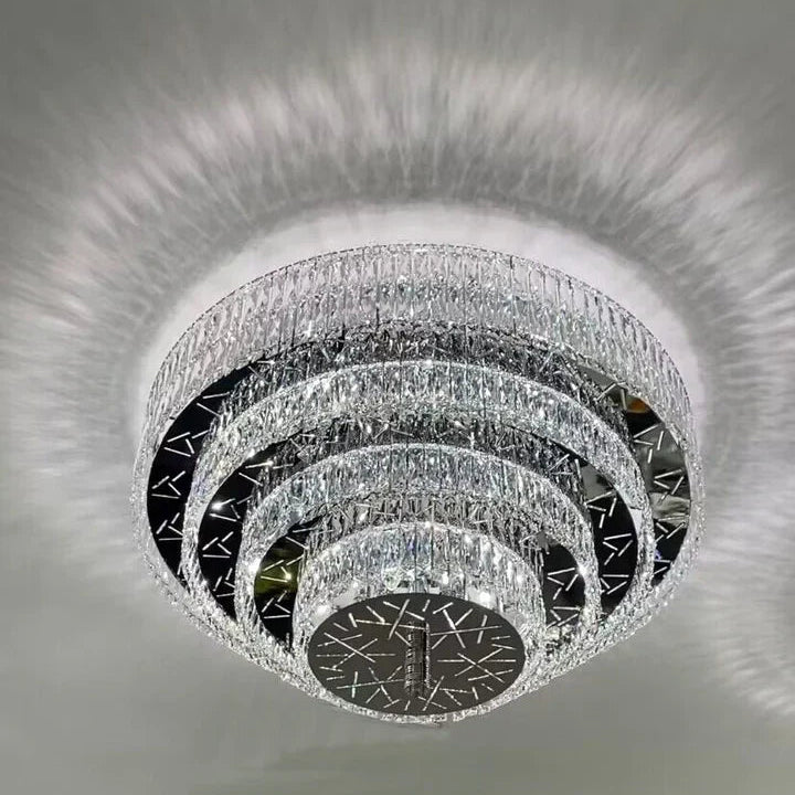 Oversized Modern Creative Flush Mount Round Multi-layers Crystal Pendant Chandelier for Living/Dining Room/Hallway-Blushlighting-Blushlighting