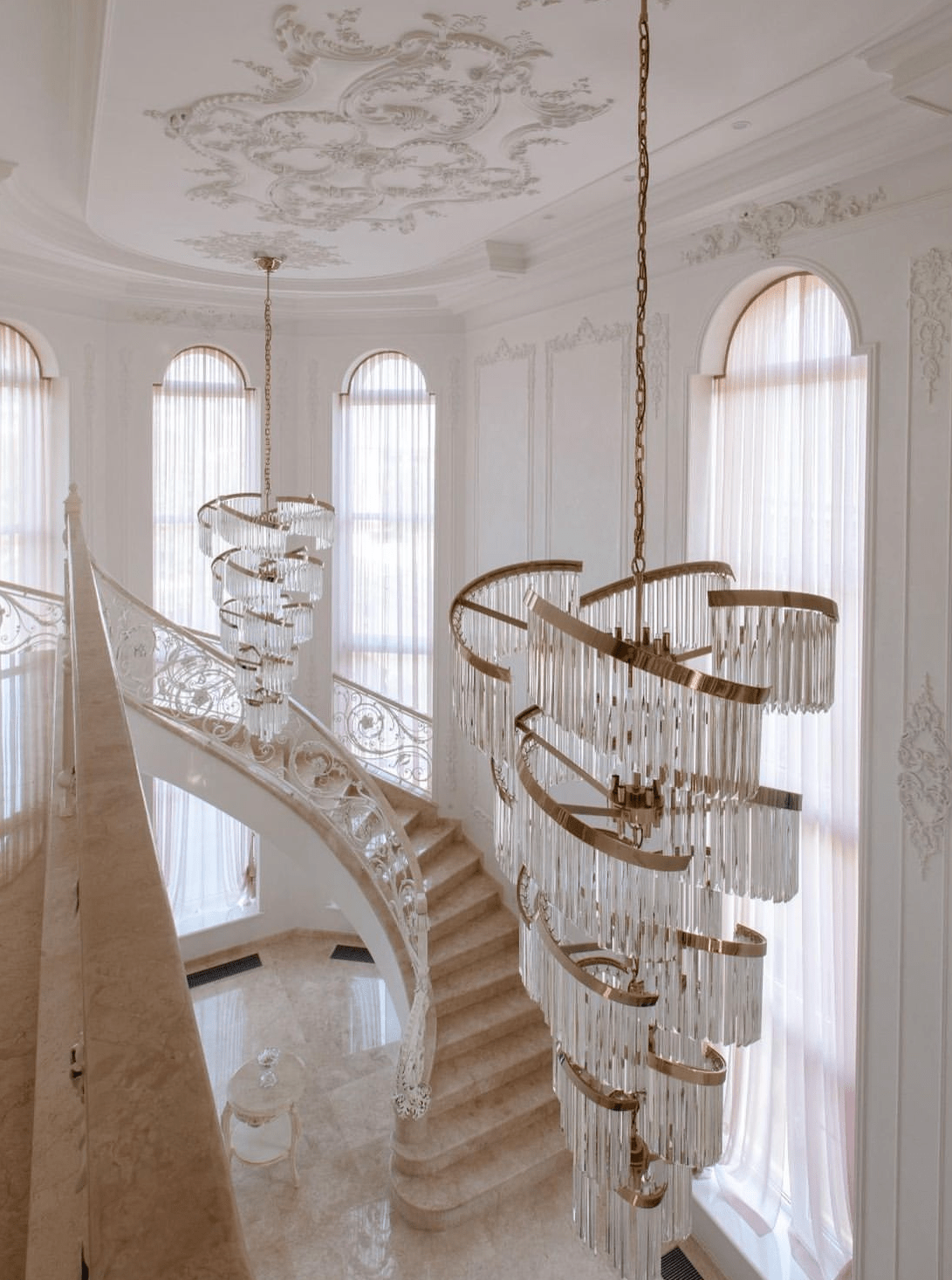 Oversized Modern Designer Creative Multi - tiered Luxury Spiral Crystal Chandelier For High - ceiling Foyer/Entryway/Hallway - D31.5"*H70.9"Blushlighting
