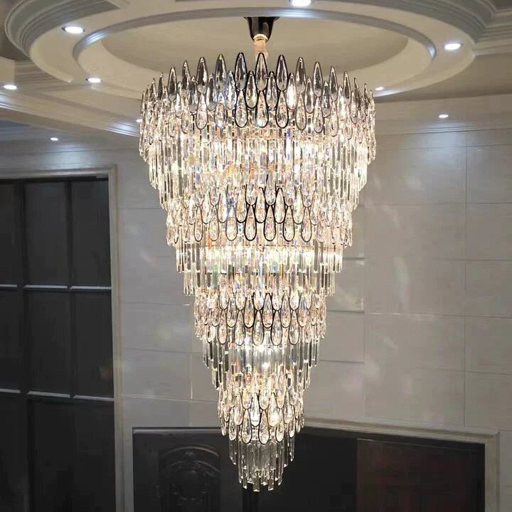 Oversized Multi - layers Luxury Creative Art Crystal Chandelier for Foyer/Staircase/Hallway - 4 Layers:D31.5"*H51.2"Blushlighting