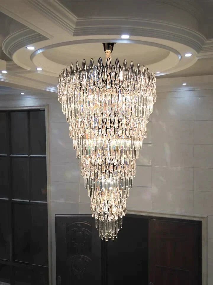 Oversized Multi - layers Luxury Creative Art Crystal Chandelier for Foyer/Staircase/Hallway - 4 Layers:D31.5"*H51.2"Blushlighting