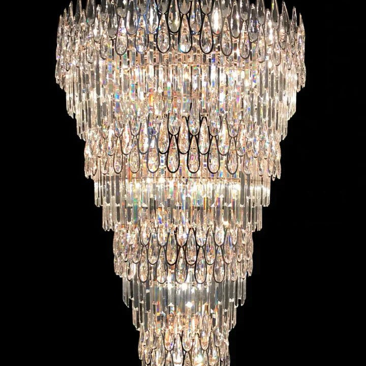 Oversized Multi - layers Luxury Creative Art Crystal Chandelier for Foyer/Staircase/Hallway - 4 Layers:D31.5"*H51.2"Blushlighting