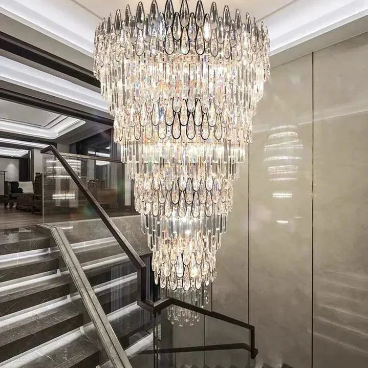 Oversized Multi - layers Luxury Creative Art Crystal Chandelier for Foyer/Staircase/Hallway - 4 Layers:D31.5"*H51.2"Blushlighting
