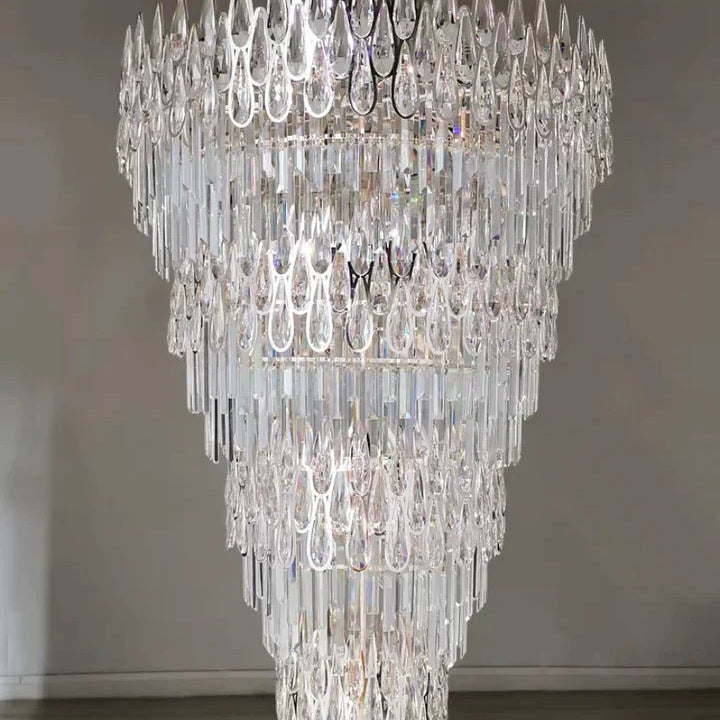 Oversized Multi - layers Luxury Creative Art Crystal Chandelier for Foyer/Staircase/Hallway - 4 Layers:D31.5"*H51.2"Blushlighting