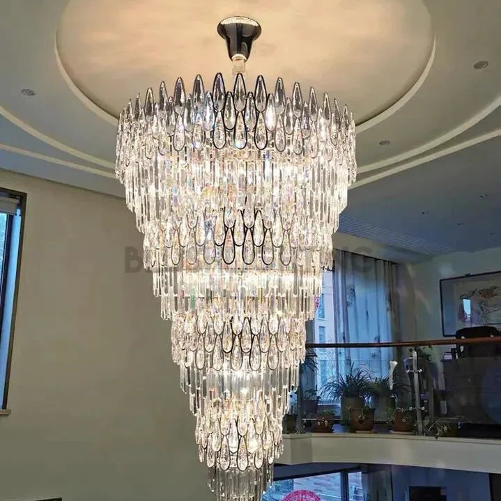 Oversized Multi - layers Luxury Creative Art Crystal Chandelier for Foyer/Staircase/Hallway - 4 Layers:D31.5"*H51.2"Blushlighting