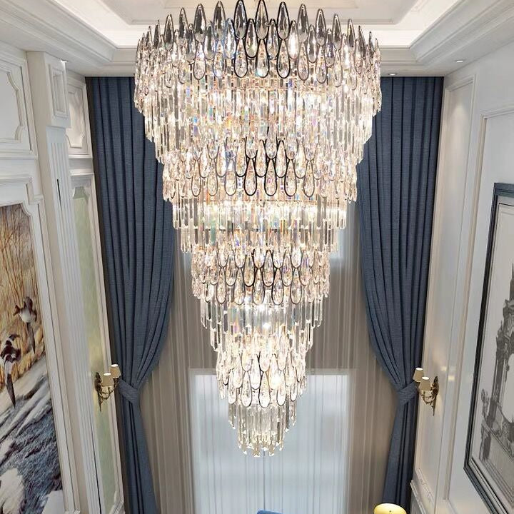 Oversized Multi - layers Luxury Creative Art Crystal Chandelier for Foyer/Staircase/Hallway - 4 Layers:D31.5"*H51.2"Blushlighting