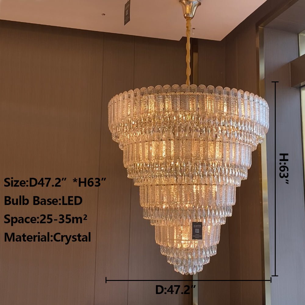 Oversized Multi - layers Luxury Gold Crystal Chandelier For Large Foyer/Hallway/Entryway - D39.4"*H59.1"/86kgWarm LightBlushlighting