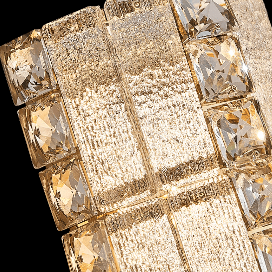 Oversized Multi - layers Luxury Gold Crystal Chandelier For Large Foyer/Hallway/Entryway - Wall Light/W3.94"*D3.94"*H15.75"Warm LightBlushlighting