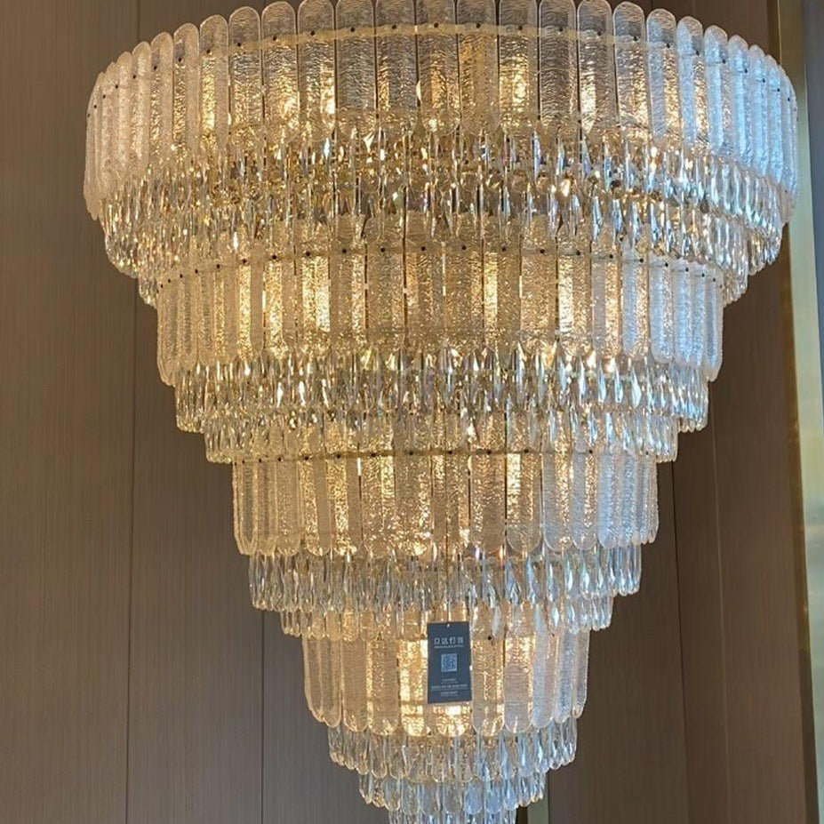 Oversized Multi - layers Luxury Gold Crystal Chandelier For Large Foyer/Hallway/Entryway - D39.4"*H59.1"/86kgWarm LightBlushlighting